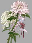  1south3927 ambiguous_gender ball colored daww feral flower grey_background hi_res legendary_pokemon mew nintendo pink_flower plant pokemon pokemon_(species) shaded simple_background solo video_games white_flower 