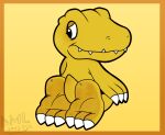  agumon anthro bandai_namco barefoot claws digimon digimon_(species) dinosaur dml26 feet foot_fetish foot_focus hi_res humanoid male paws reptile scalie simple_background soles solo toes video_games yellow_body 