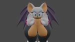  anthro armwear black_clothing blue_makeup breasts bubble_butt butt chiropteran clothing exposed_breasts female footwear fur hi_res looking_at_viewer mammal ree_boi rouge_the_bat sega solo sonic_the_hedgehog_(series) surprised_expression thick_thighs white_body white_clothing white_fur wings 