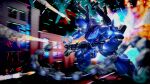  3d battle blurry blurry_foreground building chain cityscape contrail damaged debris dirty english_commentary explosion explosive grenade gundam gundam_0080 highres itano_circus kampfer_(mobile_suit) lights mecha missile mobile_suit motion_blur night no_humans one-eyed realistic robot science_fiction shiny shoulder_spikes smoke spikes window wisteria_tf 