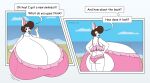  &copy; 2022 anthro beach big_breasts bonnie_(satsumalord) breasts brown_eyes brown_hair butt clothing cloud english_text female fur hair hi_res huge_breasts hyper hyper_breasts lagomorph leporid mammal open_mouth rabbit sand satsumalord seaside sky solo speech_bubble swimwear symbol text water white_body white_fur 