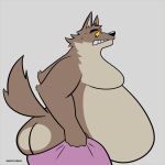  absurd_res anthro belly big_belly butt canid canine canis clothing dreamworks fattytober hi_res male mammal mindof moobs mr._wolf_(the_bad_guys) overweight overweight_male the_bad_guys tight_clothing underwear weight_gain wolf 