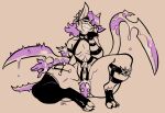  anthro bulge felid feline girly hair hybrid jinti_(artist) male mammal nipples purple_hair smile solo spikes teeth thick_thighs 