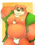  2022 anthro asian_clothing belly big_belly blush clothing east_asian_clothing eyes_closed fundoshi hi_res japanese_clothing kemono kumazawow lifewonders male mammal moobs nipples overweight overweight_male solo tokyo_afterschool_summoners underwear ursid video_games volos white_clothing white_fundoshi white_underwear 