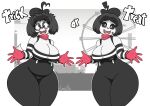  absurd_res animal_crossing anthro breasts canid canine cleavage clothed clothing derpybelle duo female hi_res isabelle_(animal_crossing) jhenightfox mammal mime nintendo open_mouth open_smile smile thick_thighs video_games 
