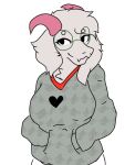 anthro big_breasts black_clothing bovid breasts caprine chest_tuft clothing deltarune eyewear fangs female fur glasses goat green_clothing hair horn long_hair looking_at_viewer mammal pink_horn ralsei ralseibutbigger red_clothing smile solo tuft undertale_(series) video_games white_body white_fur white_hair 