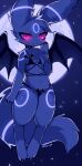  anthro belly belly_squish clothing eeveelution female generation_2_pokemon glowing glowing_eyes hi_res koivyx lingerie moon nintendo pokemon pokemon_(species) simple_background solo squish thick_thighs umbreon video_games 