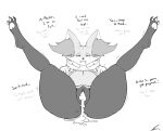  after_sex anthro black_body black_nose bodily_fluids braixen butt canid canine cheek_tuft cum cum_in_pussy cum_inflation cum_inside cute_fangs dialogue drooling ear_tuft facial_tuft female fox fucked_silly fur generation_6_pokemon genital_fluids genitals grey_body grey_fur greyscale half-closed_eyes hi_res inflation jeffthehusky looking_pleasured lying male male/female mammal monochrome motion_lines narrowed_eyes nintendo off_screen_character on_back pawpads pokemon pokemon_(species) presenting presenting_pussy pussy saliva shaking simple_background solo tears text tongue tuft video_games white_background white_body white_fur white_pawpads 