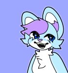  &lt;3 anthro big_ears canid canine canis domestic_dog female fluffy fluffyfoxanimates glimmer(fluffyfoxanimates) hair heart_nose husky mammal nordic_sled_dog open_mouth purple_hair solo spitz 