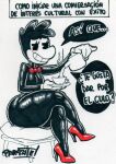  2020 anthro black_body bow_tie fan_character hi_res male parasitedeath solo spanish_text tagme text thick_thighs toony traditional_media_(artwork) translated 