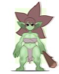  3_toes 4_fingers absurd_res big_breasts blen_bodega blurred_character bottomwear breasts brown_hair cleavage clothed clothing club_(weapon) digital_media_(artwork) enlarged_pupiles eyelashes feet female fingers goblin goobie_(da3rd) green_body green_skin hair hi_res holding_club holding_melee_weapon holding_object holding_weapon humanoid humanoid_pointy_ears loincloth looking_at_viewer mammal melee_weapon navel not_furry notched_ear pupils red_sclera shacking sharp_teeth short_stack simple_background slit_pupils smile smiling_at_viewer solo standing teeth thick_thighs toes topwear weapon 