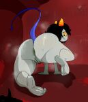  2019 alien anthro anus bent_over big_butt butt feet female genitals hair hi_res homestuck looking_at_viewer looking_back ms_paint_adventures nepeta_leijon pubes pussy solo thick_thighs troll_(homestuck) webcomic yumyumyeen 
