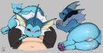  absurd_res big_butt blue_body blush bodily_fluids butt cum cum_inside eeveelution esahma fellatio female feral generation_1_pokemon genital_fluids grey_background hi_res male male/female nintendo oral penile pokemon pokemon_(species) sex simple_background thick_thighs vaporeon video_games 