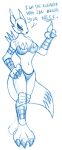  anthro bandai_namco biped breasts clothed clothing dialogue digimon digimon_(species) graphite_(artwork) looking_at_viewer monochrome monster_girl_(genre) pencil_(artwork) reddragonkan renamon sketch solo_focus text traditional_media_(artwork) wrestler wrestling 