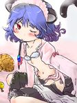  animal_ears bad_id bad_pixiv_id blue_hair bra flat_chest goton_goton grey_hair lingerie maid maid_headdress mouse_ears mouse_tail nazrin nipples red_eyes short_hair solo tail touhou underwear 