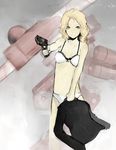  bad_id bad_pixiv_id blazer blonde_hair blue_eyes bra gun handgun jacket lingerie m1911 materia_candy metal_gear_(series) metal_gear_solid_peace_walker metal_gear_zeke paz_ortega_andrade pistol solo underwear weapon 