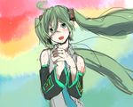  aharan bad_id bad_pixiv_id blue_eyes detached_sleeves green_hair hands hatsune_miku long_hair sketch solo tears twintails vocaloid 