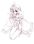  full_body monochrome no_panties saigyouji_yuyuko seo_tatsuya solo touhou 