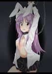  animal_ears bad_id bad_pixiv_id bdsm blush bondage bound breasts bunny_ears chain chained collar cuffs cum cum_on_body cum_on_breasts cum_on_clothes cum_on_hair cum_on_upper_body facial highres long_hair open_clothes purple_hair red_eyes reisen_udongein_inaba small_breasts solo tears touhou wata 