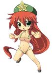  bikini braid green_eyes hat hong_meiling kusanagi_mikoto_(artist) long_hair micro_bikini red_hair solo swimsuit touhou twin_braids 