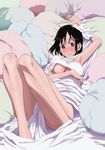  artist_request blanket blush breasts brown_eyes brown_hair cloth large_breasts legs long_legs nakahara_misaki naked_sheet nhk_ni_youkoso! nude pillow solo thighs underboob 