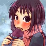  bad_id bad_pixiv_id blush eating food mame_usagi original scarf solo sweet_potato yakiimo 