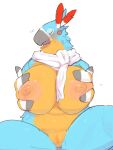  anthro avian big_nipples bird blush breasts breath_of_the_wild crossgender duo female genitals hi_res kass_(tloz) mostly_nude mtf_crossgender nintendo nipples presenting presenting_breasts pussy rito scarf scarf_only slightly_chubby solterv spread_legs spreading the_legend_of_zelda video_games 