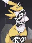  absurd_res anthro bandai_namco big_breasts black_sclera blush breasts canid canine clothed clothing digimon digimon_(species) female fur hi_res kame_3 looking_at_viewer mammal renamon solo white_body white_fur yellow_body yellow_fur 