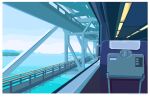  animated animated_gif boat bridge chair highres no_humans ocean original railing toyoi_yuuta train_interior watercraft 