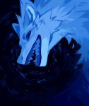  abstract_background absurd_res ambiguous_gender blue_theme cheek_tuft corzh77 dragon facial_tuft fangs feral fur furred_dragon head_tuft hi_res long_neck looking_at_viewer narrowed_eyes neck_tuft open_mouth sharp_teeth side_view solo teeth tuft unsigned 