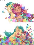  &lt;3 bag comic earth_pony equid equine female hasbro hitch_trailblazer_(mlp) horse male mammal mlp_g5 motion_blur my_little_pony open_mouth open_smile pony puyohh shoulder_bag smile sunny_starscout_(mlp) tongue tongue_out two_panel_image 