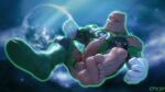  16:9 3d_(artwork) alien balls barefoot bodily_fluids bolovaxian clothed clothing dc_comics digital_media_(artwork) feet genital_fluids genitals green_lantern green_lantern_(series) green_lantern_ring hi_res humanoid kilowog looking_at_viewer male muscular muscular_male partially_clothed penis pink_body pink_skin precum precum_string red_eyes ring solo space torn_clothing uniform vein veiny_penis widescreen 