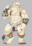  abs absurd_res biceps blue_eyes bottomwear claws clothed clothing felid fur hi_res kimba kimba_the_white_lion lion loincloth male mammal mane muscular muscular_male nipples osamu_tezuka pantherine pawpads pecs simple_background solo team_phoenix white_body white_fur 