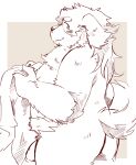  2022 absurd_res anthro blush butt canid canine canis domestic_dog flaccid genitals hi_res kabutomushi_23 kemono male mammal overweight overweight_male penis solo towel 