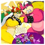  anthro bowser bowser&#039;s_inside_story comic duo english_text fight hammer horn human humor luigi male mammal mario mario_and_luigi_(series) mario_bros midbus nintendo pb-art shell spiked_shell spikes spikes_(anatomy) struggling text tools video_games 