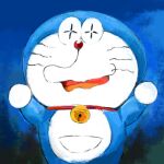  1:1 2022 anthro bell blue_body blue_fur collar domestic_cat doraemon doraemon_(character) felid feline felis front_view fur machine male mammal mt_tg open_mouth pouch_(anatomy) raised_arms red_collar robot shaded solo standing tongue whiskers white_body white_fur 