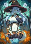  anthro breasts clothed clothing costume female female_anthro fingers food fruit hair halloween hat headgear headwear hi_res holidays long_hair looking_at_viewer plant pumpkin shian solo 