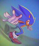  2019 anthro black_nose blue_body closed_smile clothing dated eulipotyphlan footwear full-length_portrait gloves green_eyes handwear hedgehog hi_res male mammal mostly_nude mouth_closed mylafox orange_body portrait red_clothing red_footwear red_shoes sega shoes signature simple_background solo sonic_the_hedgehog sonic_the_hedgehog_(series) text url white_clothing white_footwear white_gloves white_handwear white_shoes 