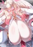  &lt;3 &lt;3_eyes animal_humanoid areola big_breasts bodily_fluids breasts clothing dragon dragon_humanoid dress fan_character fangs female hair hi_res horn horned_humanoid huge_breasts humanoid konoshige long_hair long_tongue nipples pink_eyes sadistic_smile saliva solo spread_legs spreading tongue tongue_out white_clothing white_dragon_(konoshige) white_dress white_hair 