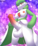 absurd_res animal_genitalia animal_penis areola balls big_balls big_breasts bottomwear breasts clothed clothing clothing_lift digital_media_(artwork) equine_penis flared_penis gardevoir generation_3_pokemon genitals gynomorph hi_res huge_breasts humanoid intersex looking_at_viewer medial_ring multicolored_penis nintendo nipples nude penis pink_areola pink_nipples pokemon pokemon_(species) red_eyes simple_background skirt skirt_lift smile smug solo thick_thighs two_tone_penis varium video_games wide_hips 