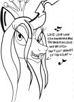  80s_themed arthropod changeling crown equid equine eyelashes fangs female feral friendship_is_magic hair hasbro long_hair looking_at_viewer lyrics mammal mane monochrome music my_little_pony open_mouth quadruped queen_chrysalis_(mlp) reddragonkan singing solo solo_focus traditional_media_(artwork) villains 
