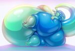  2022 antennae_(anatomy) anthro artisipancake belly belly_squish big_belly big_breasts big_butt blue_body breasts butt butt_grab butt_squish female glistening goo_creature goo_hair green_body hand_on_butt hi_res huge_breasts huge_butt huge_thighs hyper hyper_belly hyper_breasts hyper_butt hyper_thighs looking_at_viewer looking_back lying morbidly_obese nude obese on_side overweight presenting presenting_hindquarters pseudo_hair rear_view simple_background smile solo squish thick_thighs translucent translucent_body wide_hips 