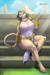  anthro clothing felid female grass hi_res lerionproject lion mammal obelisk pantherine plant pyramid sekhmet_(xxsparcoxx) solo 