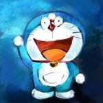  1:1 2022 anthro bell blue_background blue_body blue_fur collar domestic_cat doraemon doraemon_(character) felid feline felis front_view fur looking_at_viewer machine male mammal mt_tg open_mouth pouch_(anatomy) raised_arm red_collar red_nose robot shaded simple_background solo standing tongue whiskers white_body white_fur 