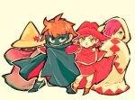  1boy 3girls black_mage blue_cape blue_mage boots butz_klauser cape domino_mask faris_scherwiz final_fantasy final_fantasy_v hat krile_mayer_baldesion lenna_charlotte_tycoon mask multiple_girls protected_link red_cape red_headwear red_mage robe saito_piyoko white_mage white_robe witch_hat 
