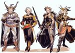  4boys beard boots cape dorgann_klauser facial_hair final_fantasy final_fantasy_v galuf_halm_baldesion holding holding_shield holding_sword holding_weapon kelger_vlondett multiple_boys mustache old old_man protected_link saito_piyoko shield sword weapon wolf_boy xezat_matias_surgate 