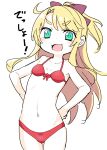  1girl blonde_hair blush green_eyes highres himesaka_noa miyao_ryuu ribbon solo swimsuit watashi_ni_tenshi_ga_maiorita! 