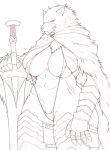  340m/sec abs anthro armor big_breasts bikini blaidd_(elden_ring) breasts canid canine canis cloak clothed clothing crossgender curvy_figure elden_ring female fromsoftware gauntlets gloves greatsword handwear hi_res mammal mtf_crossgender scar skimpy solo string_bikini swimwear thick_thighs video_games voluptuous wide_hips wolf 