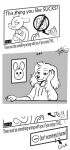  3_panel_comic anthro canid canine canis clenched_teeth clothing domestic_dog ears_back emoji english_text floppy_ears freckles_(artist) greyscale half-closed_eyes hoodie humor male mammal monochrome murid murine narrowed_eyes pecas_(freckles) pivoted_ears rat rodent simple_background smile smirk smug smug_face solo_focus teeth text topwear youtube 
