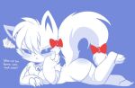  anthro blue_background dialogue discord_(app) female fluffy fluffy_tail looking_at_viewer simple_background solo unknown_artist white_body white_skin 